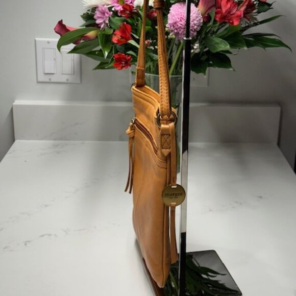 Margot New York Split Pocket Leather Crossbody in Cognac EUC - Picture 7 of 15